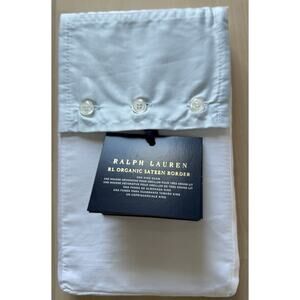 Ralph Lauren Palmer Percale King Sham Organic Cotton Hyacinth Lt Blue Trim